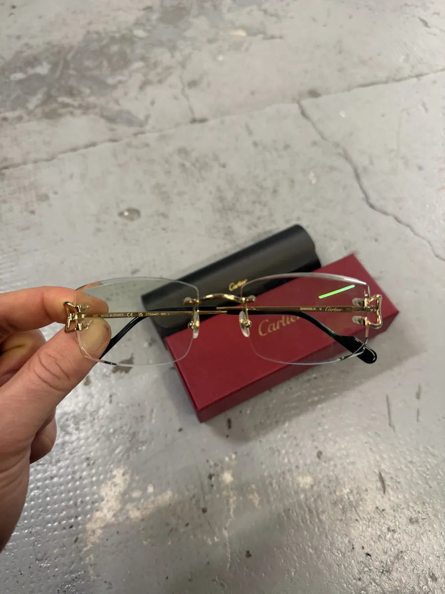 Cartier White Classy Gold Rectangle Frame Glasses CHrrpPT 2