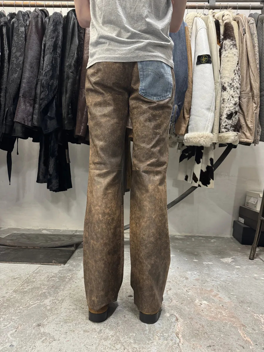 Catherina Lucchi Distressed Eroded Leather Denim Pants (S) 4