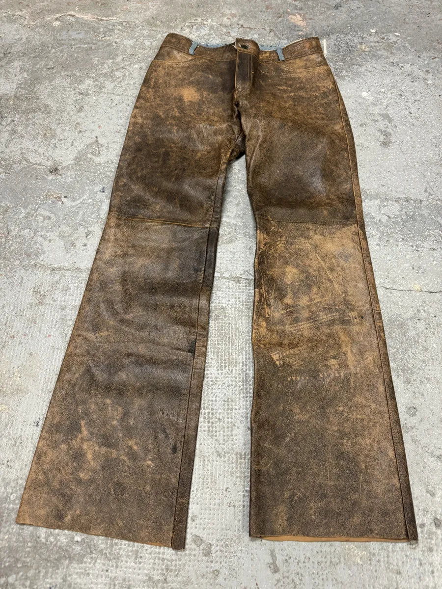 Catherina Lucchi Distressed Eroded Leather Denim Pants (S) 7