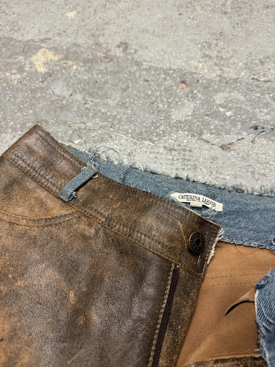 Catherina Lucchi Distressed Eroded Leather Denim Pants (S) 9