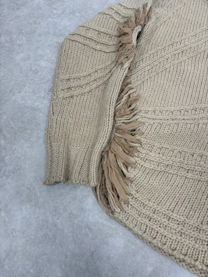 2000s Cavalli 3D Flowers Beige Knit Sweater QdkLzWr 6