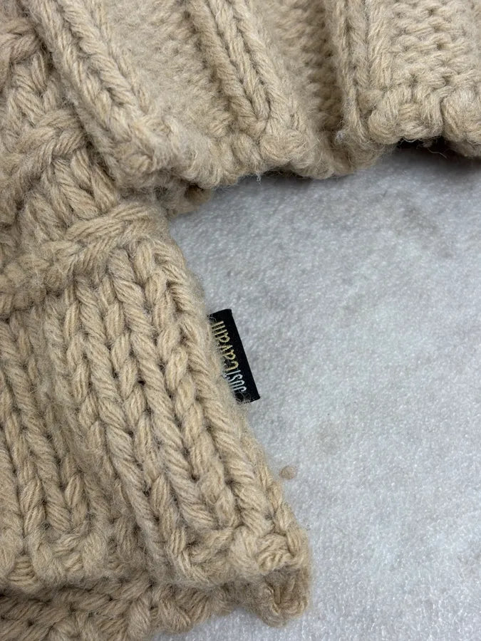 2000s Cavalli 3D Flowers Beige Knit Sweater QdkLzWr 7