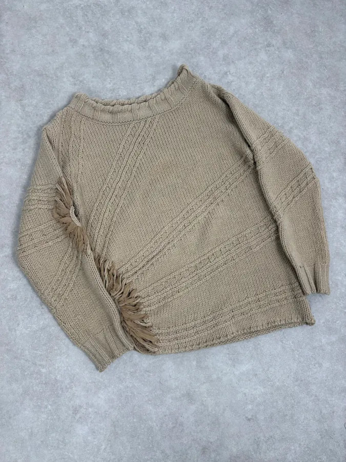2000s Cavalli 3D Flowers Beige Knit Sweater QdkLzWr 3