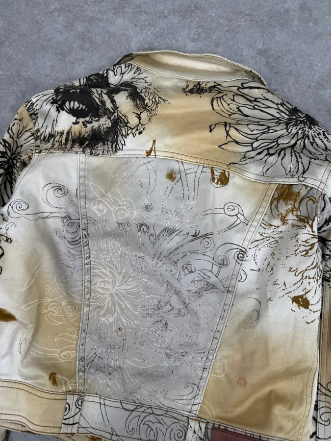 2000s Cavalli Beige Floral Buttoned Jacket BUVEwjC 5