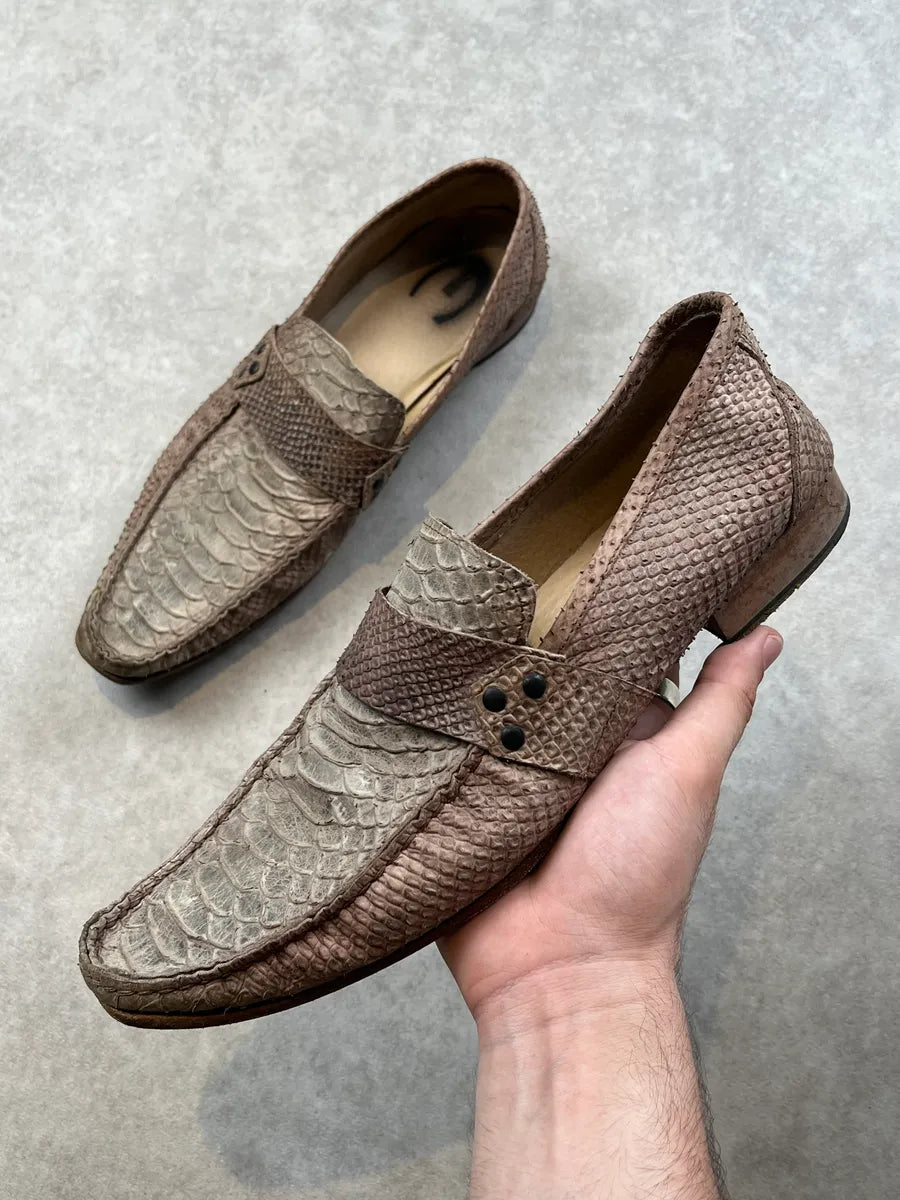 Cavalli Beige Python Leather Loafers Shoes DWRhlnJ 0