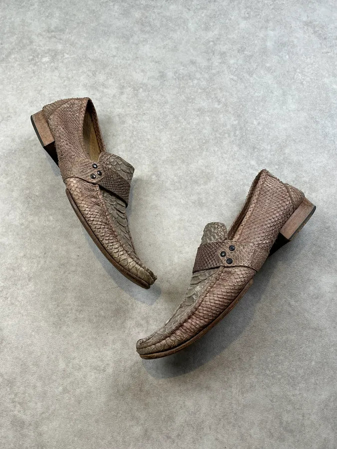 Cavalli Beige Python Leather Loafers Shoes DWRhlnJ 1