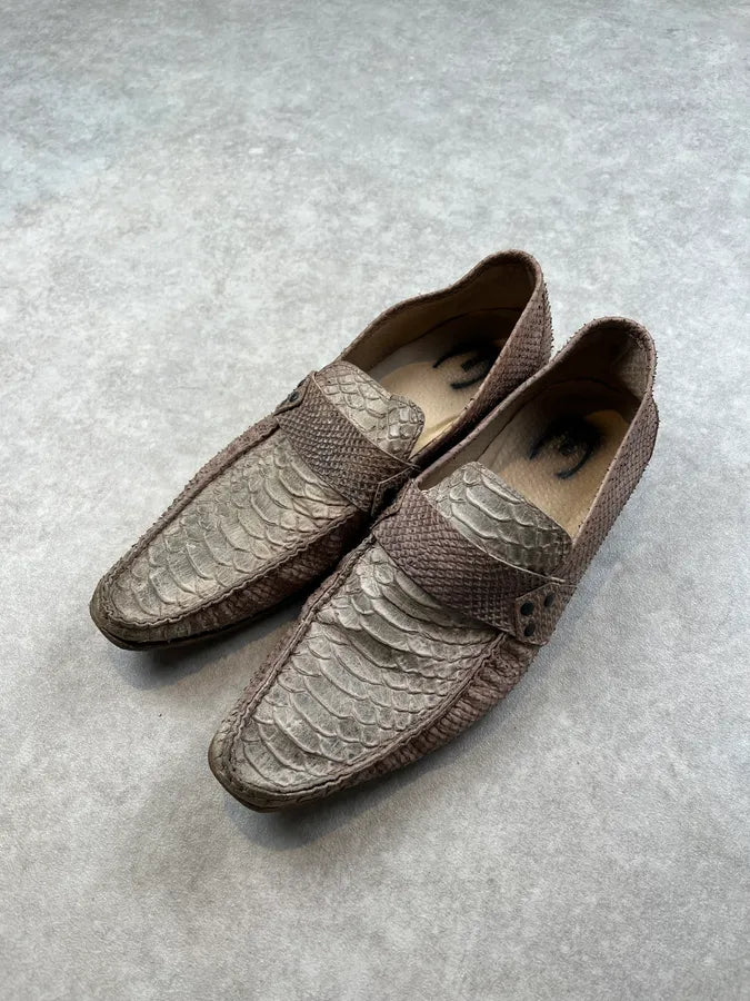 Cavalli Beige Python Leather Loafers Shoes DWRhlnJ 3