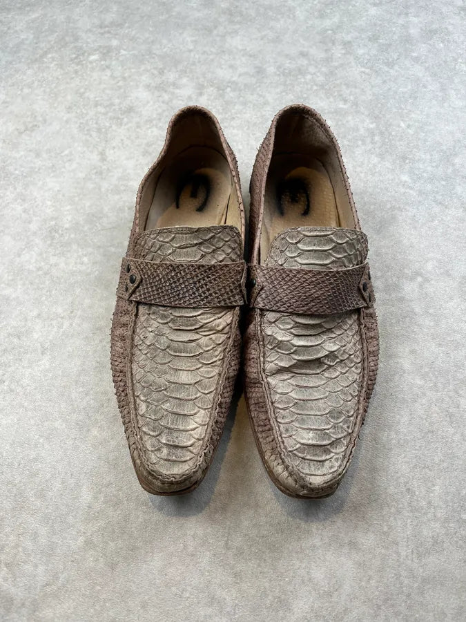 Cavalli Beige Python Leather Loafers Shoes DWRhlnJ 4