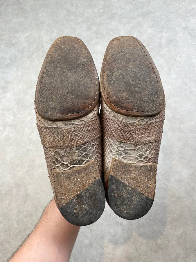 Cavalli Beige Python Leather Loafers Shoes DWRhlnJ 6