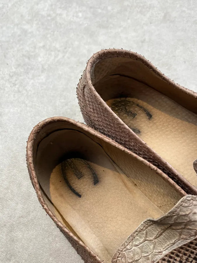 Cavalli Beige Python Leather Loafers Shoes DWRhlnJ 7