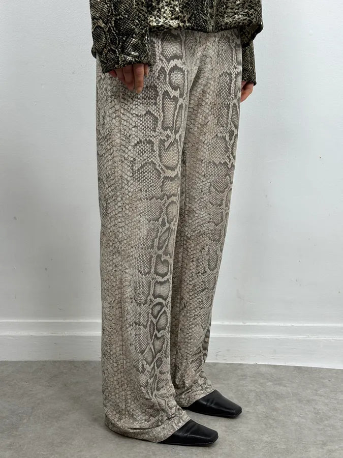 Roberto Cavalli Grey Python Trompe Loeil Stretch Pants bvPTZkD 2