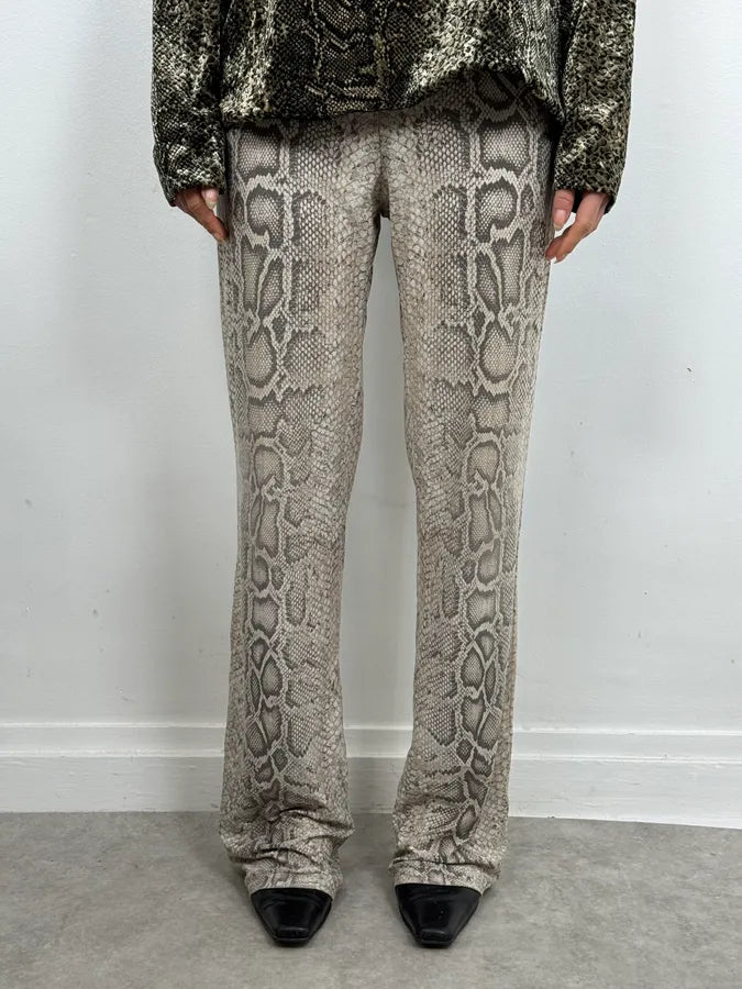 Roberto Cavalli Grey Python Trompe Loeil Stretch Pants bvPTZkD 1
