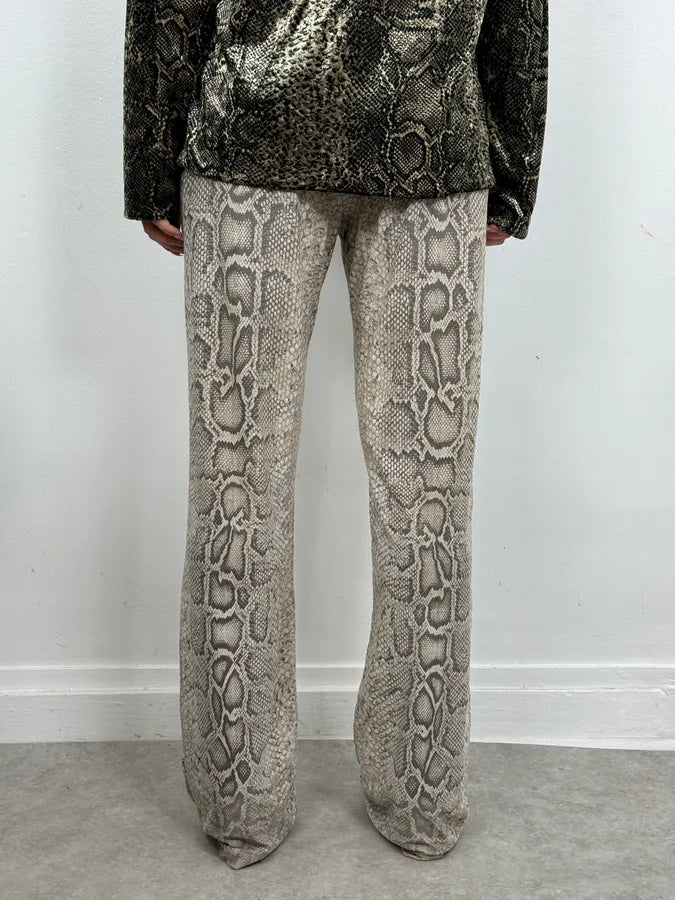 Roberto Cavalli Grey Python Trompe Loeil Stretch Pants bvPTZkD 3