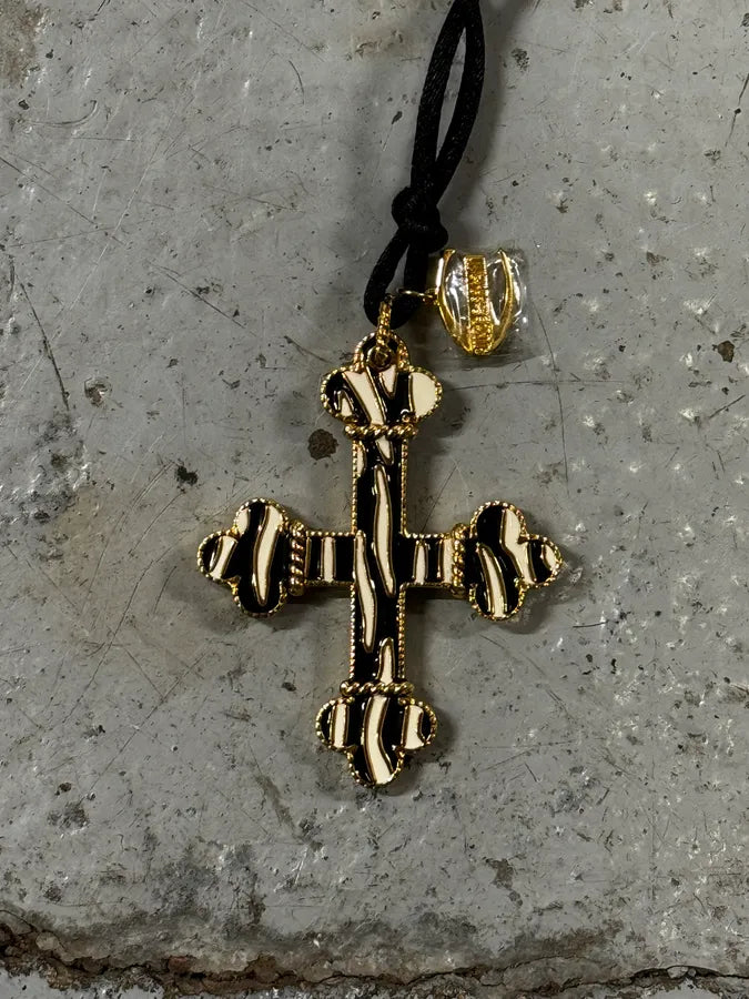 Cavalli Black & White Imperial Cross Necklace sNHHafY 5