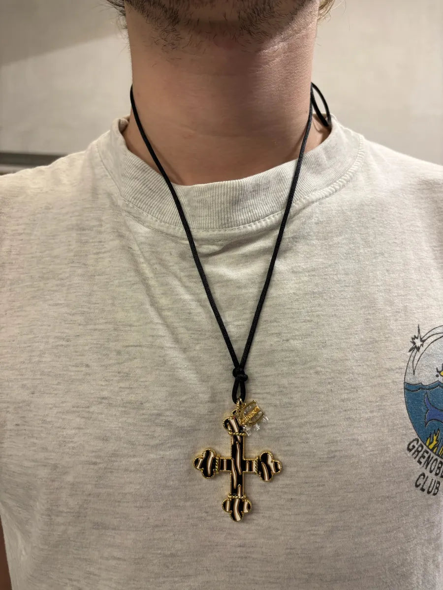 Cavalli Black & White Imperial Cross Necklace WhPTnCo 3