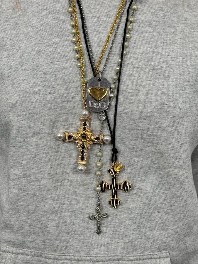 Cavalli Black & White Safari Cross Necklace bhlVdYq 2