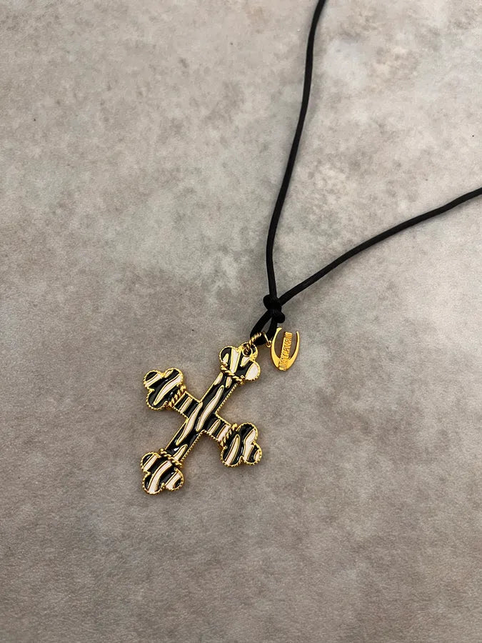 Cavalli Black & White Safari Cross Necklace bhlVdYq 4