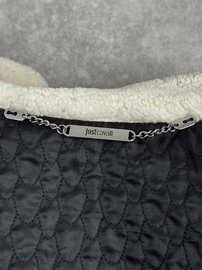 AW2015 Cavalli Black Aviator Leather Jacket JigDgHr 10