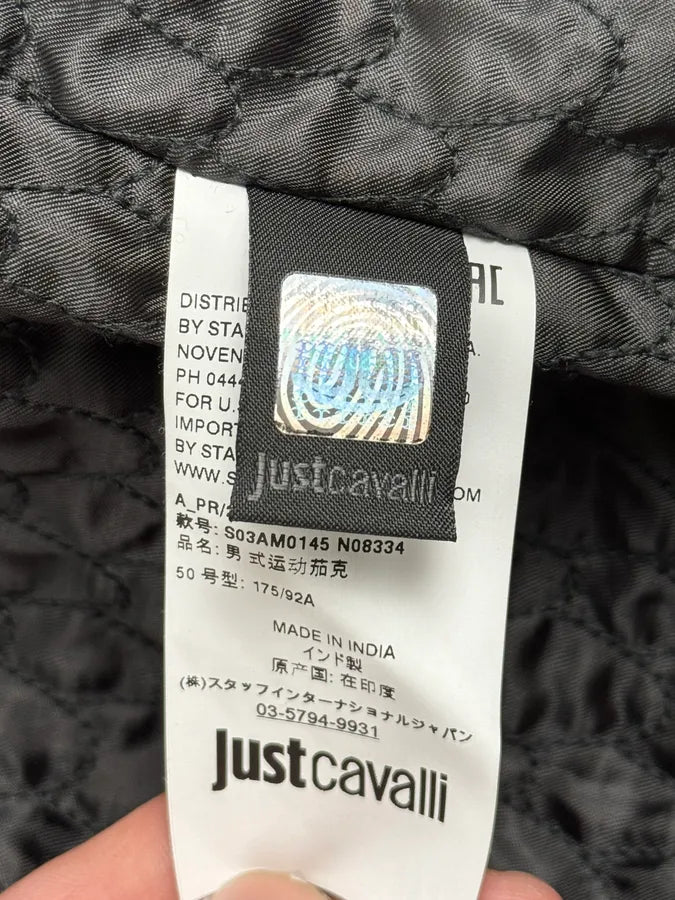 AW2015 Cavalli Black Aviator Leather Jacket JigDgHr 12