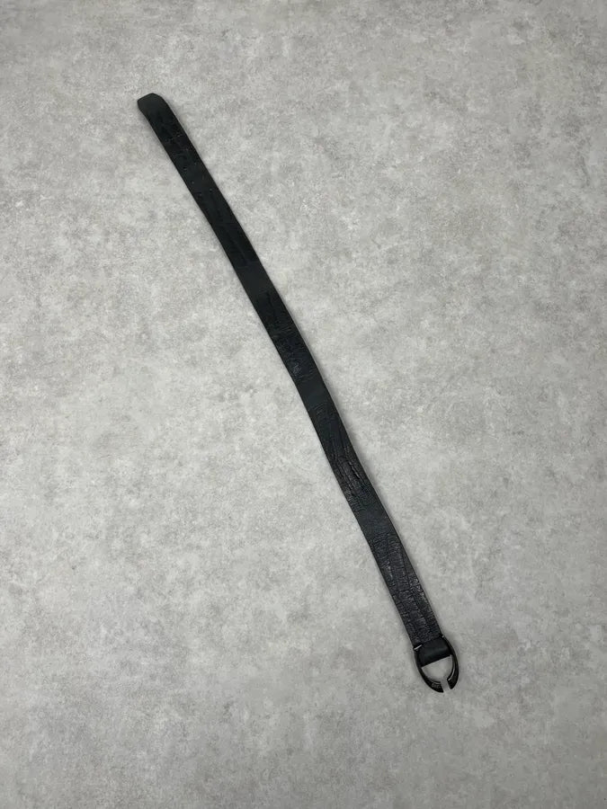 2000s Cavalli Black Crocodile Embossed Leather Belt dZuZtxC 3