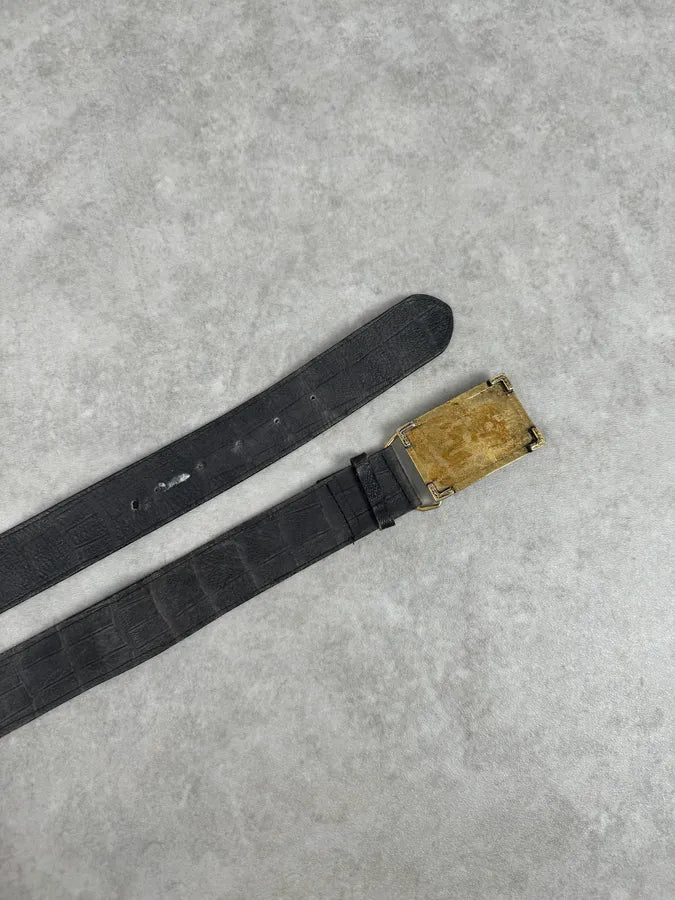 Cavalli Black Leather Golden Buckle Dirt Effect Belt  ucyCEOG 3