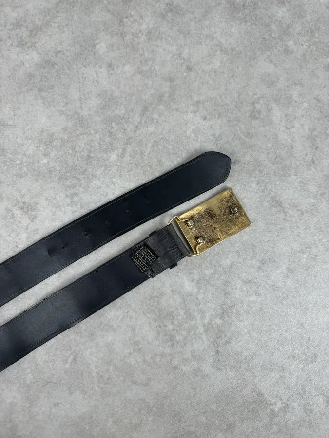 Cavalli Black Leather Golden Buckle Dirt Effect Belt  ucyCEOG 4