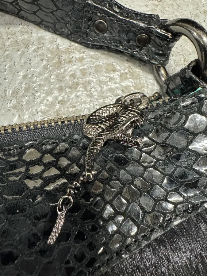 Cavalli Black Pony Hair Python Effect Bag (OS) 2
