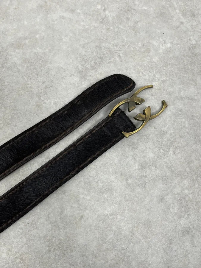 Cavalli Black Ponyhair Leather Belt  UelTaak 2