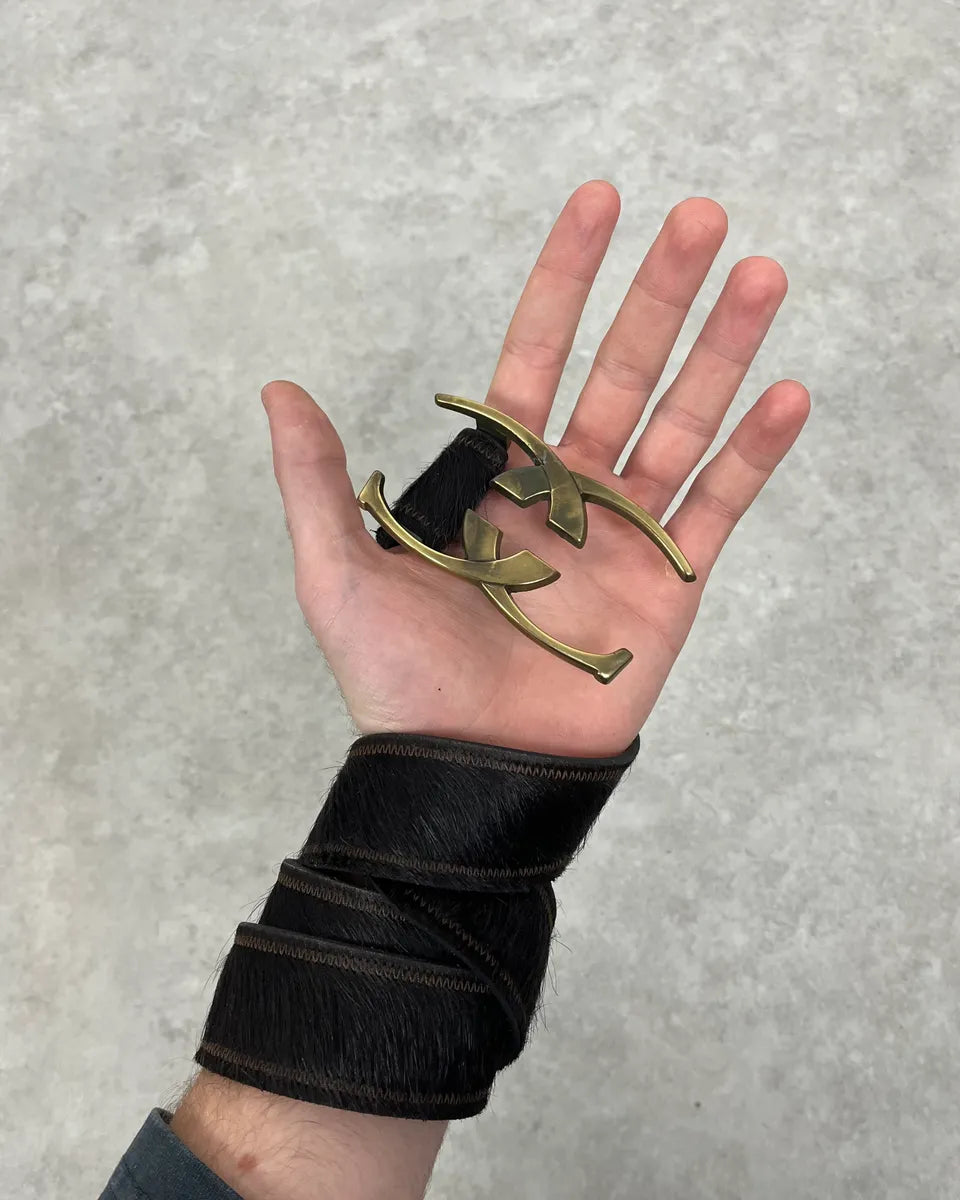 Cavalli Black Ponyhair Leather Belt  UelTaak 1