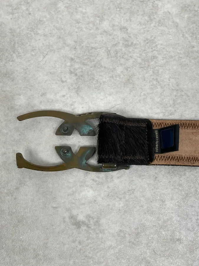 Cavalli Black Ponyhair Leather Belt  UelTaak 6