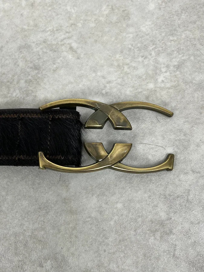 Cavalli Black Ponyhair Leather Belt  UelTaak 5
