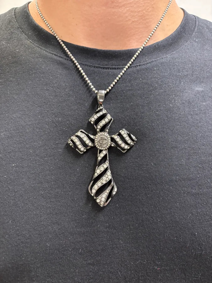 Cavalli Black Strassed Cross Pendant zciCPWx 0