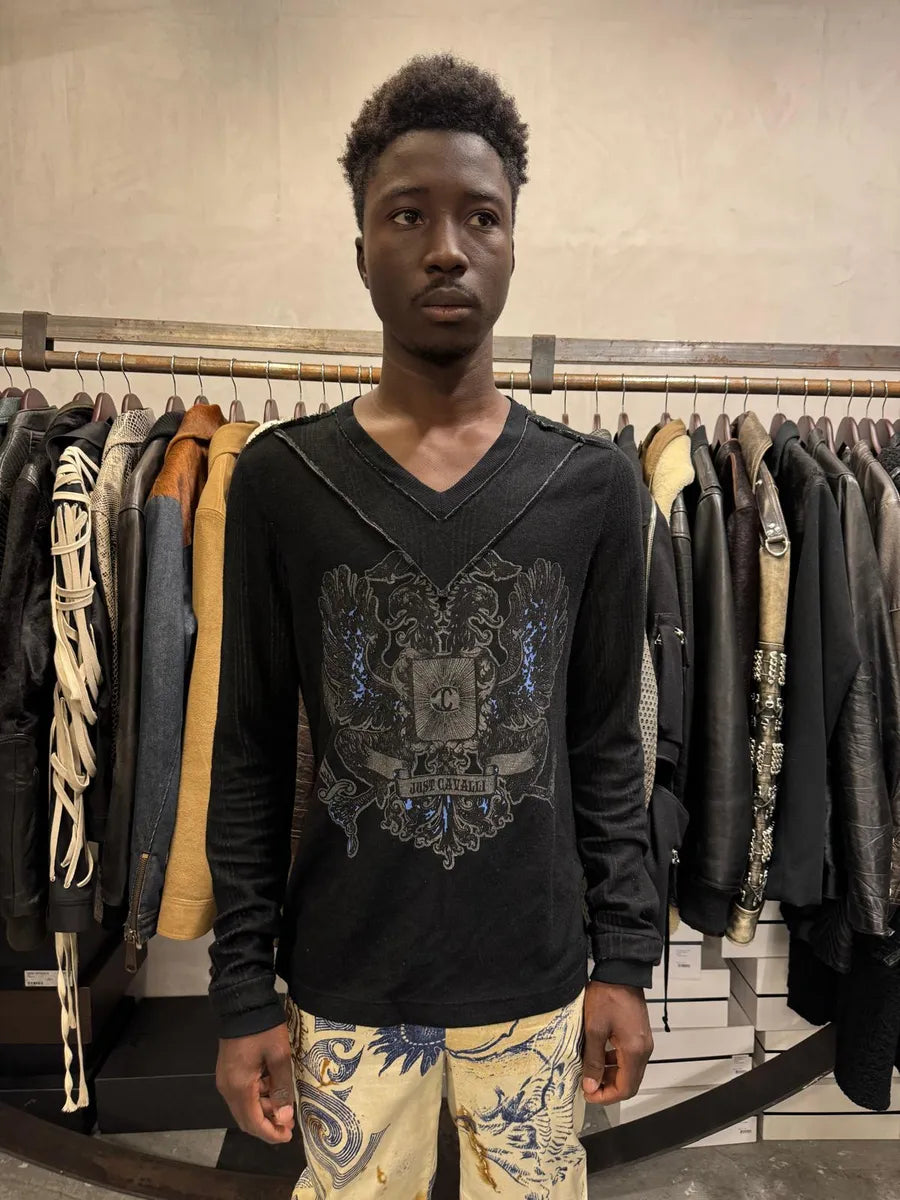 Cavalli Black V Neck Sweater NxaBHeO 0