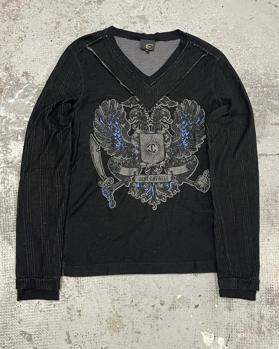 Cavalli Black V Neck Sweater NxaBHeO 1