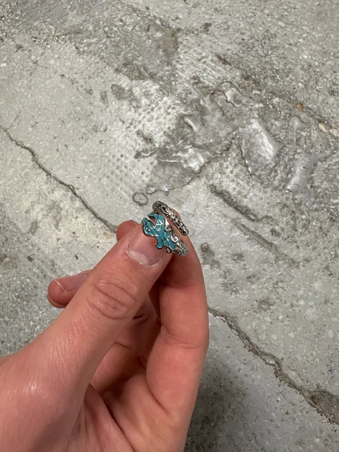 Cavalli Blue Asian Dragon Metal Ring (OS) ZJUFRRg 4