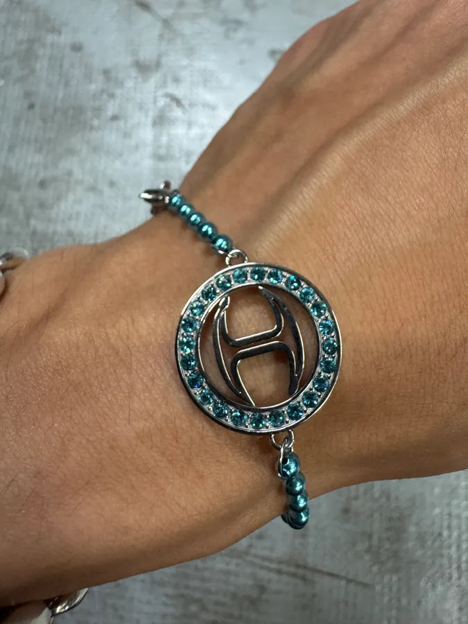 Cavalli Blue Embellished Bullet Bracelet WAUnFQJ 2