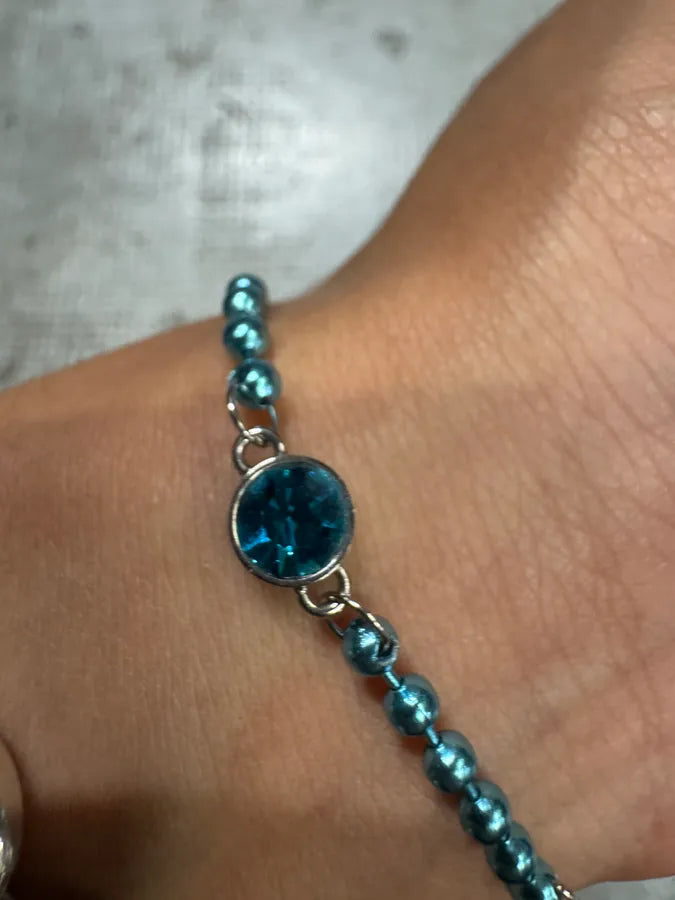 Cavalli Blue Embellished Bullet Bracelet WAUnFQJ 4