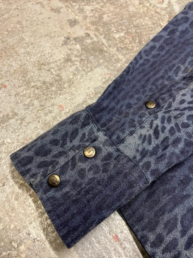 Cavalli Blue Safari Savage Leopard Shirt (M/L) 2