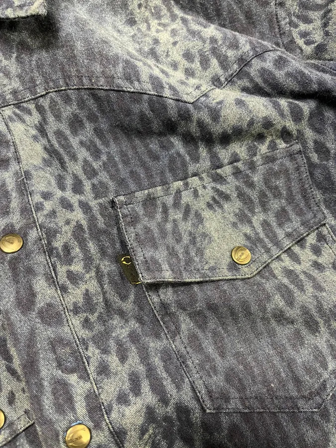 Cavalli Blue Safari Savage Leopard Shirt (M/L) 5