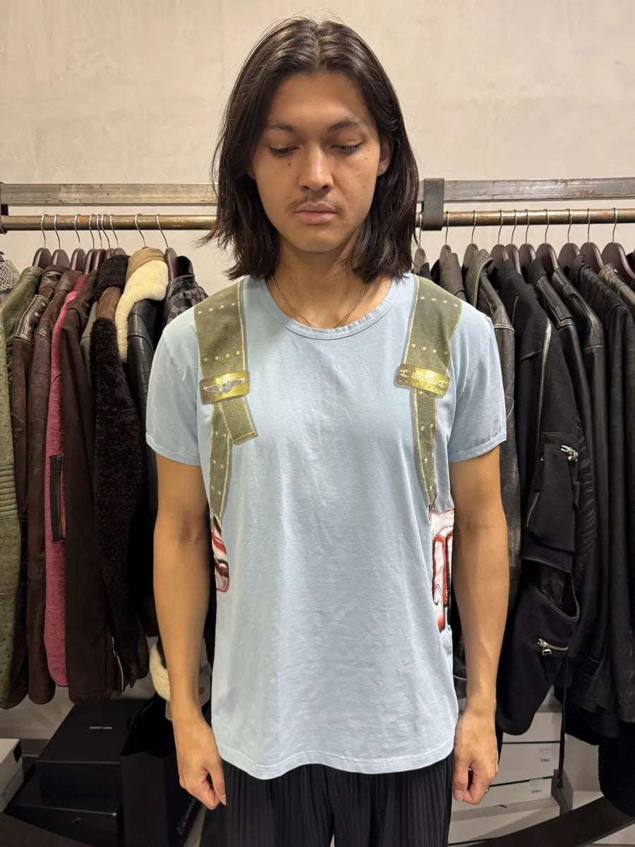 Cavalli Blue Trompe L’oeil Cowboy Gun T-Shirt OcsCmOh 1