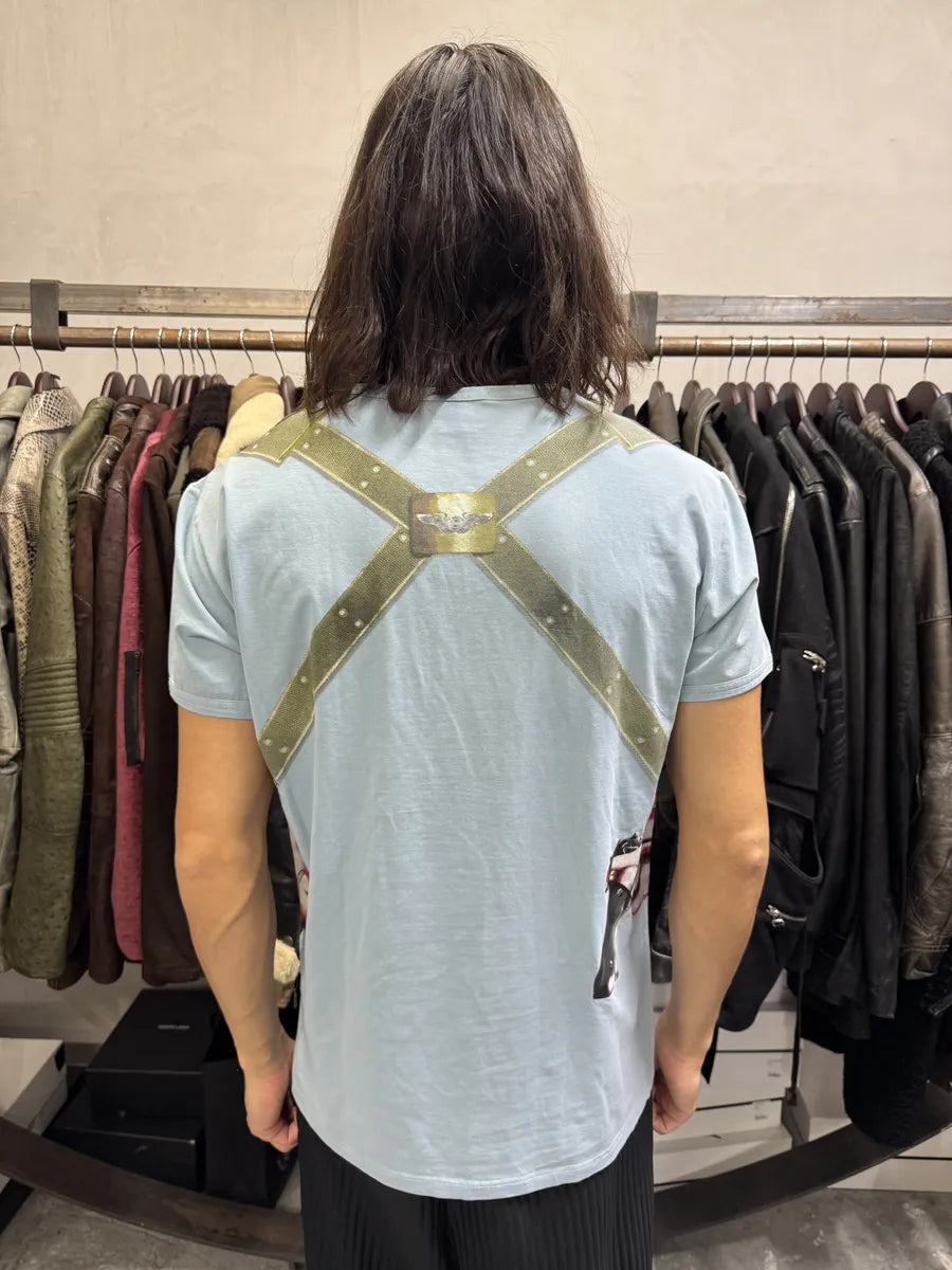 Cavalli Blue Trompe L’oeil Cowboy Gun T-Shirt OcsCmOh 2