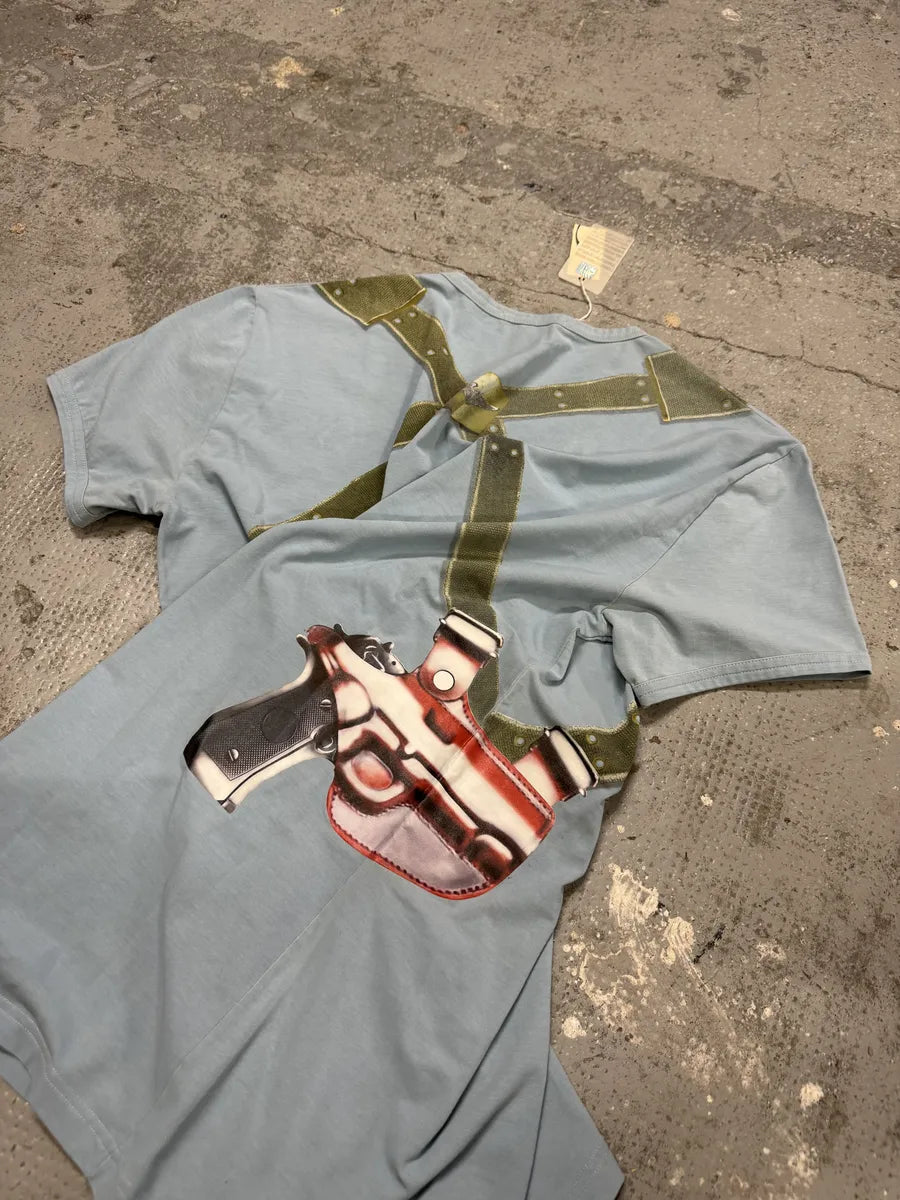 Cavalli Blue Trompe L’oeil Cowboy Gun T-Shirt OcsCmOh 5