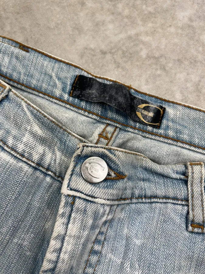SS2005 Cavalli Bootcut Stone Washed Blue Denim Jeans rCsXeaf 8