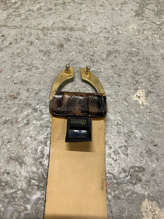 Cavalli Brown Crocodile Embossed Effect Leather Belt MomSxqu 6