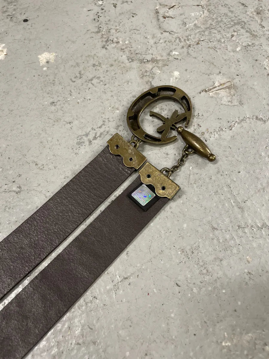 Cavalli Brown Embossed Crocodile Effect Leather Belt UWvjVkZ 2
