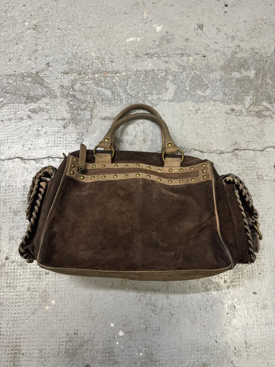 Cavalli Brown Suede Leather Pony Hair Handle Bag (OS) GgJKavA 6