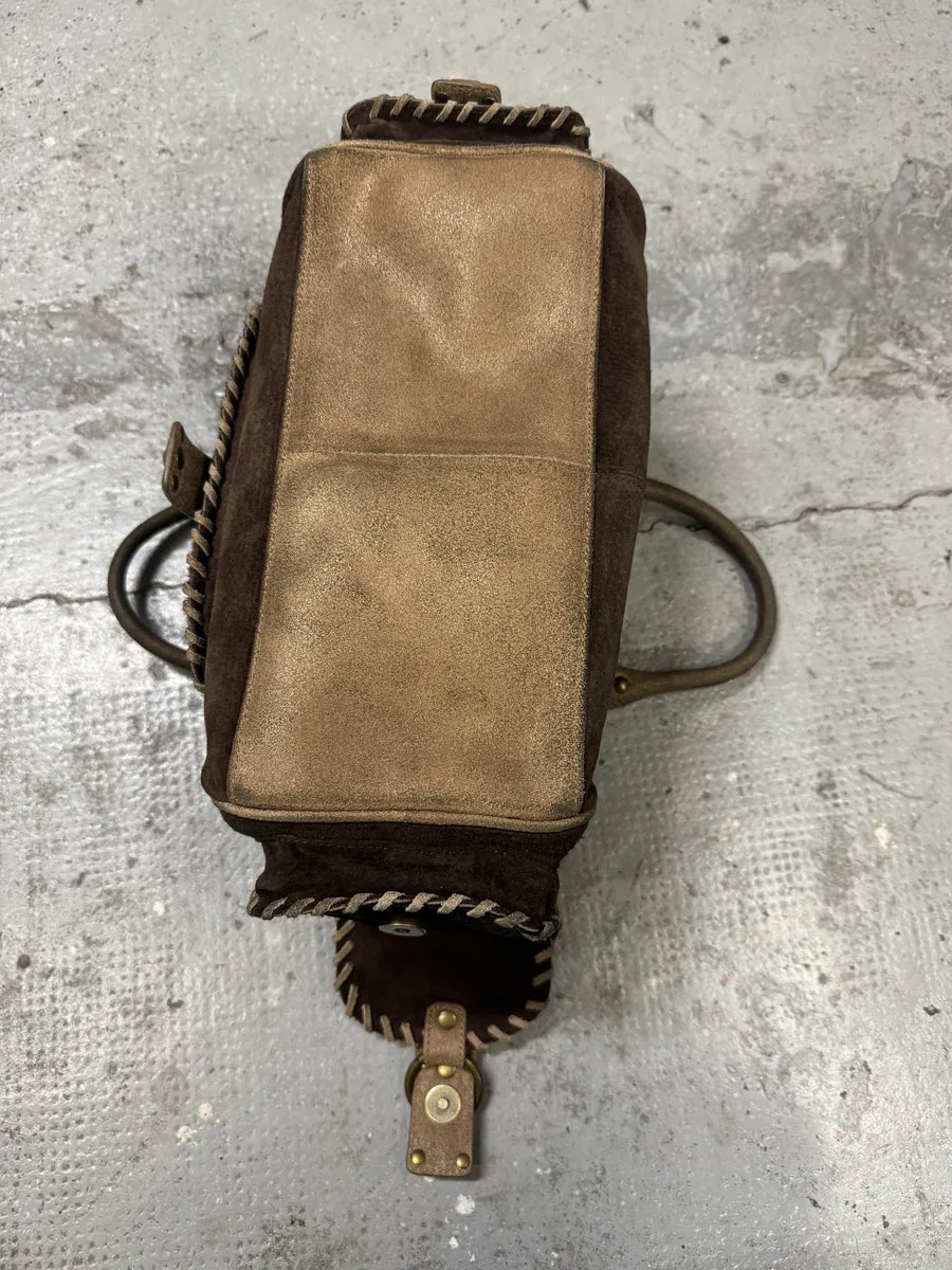 Cavalli Brown Suede Leather Pony Hair Handle Bag (OS) GgJKavA 7