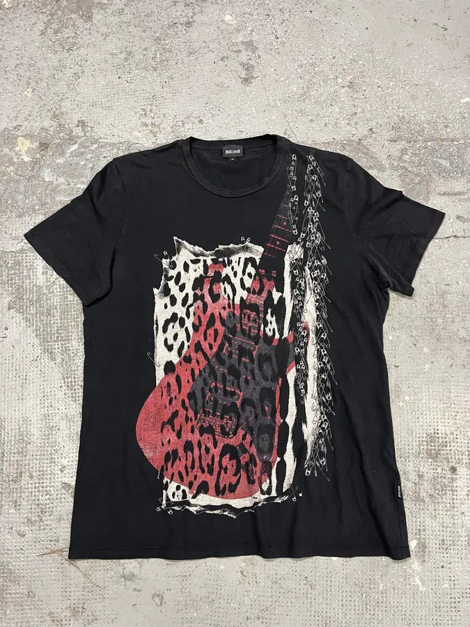 Cavalli Cheetah Leopard Guitar Black World Tour T-Shirt kSJQKtK 0