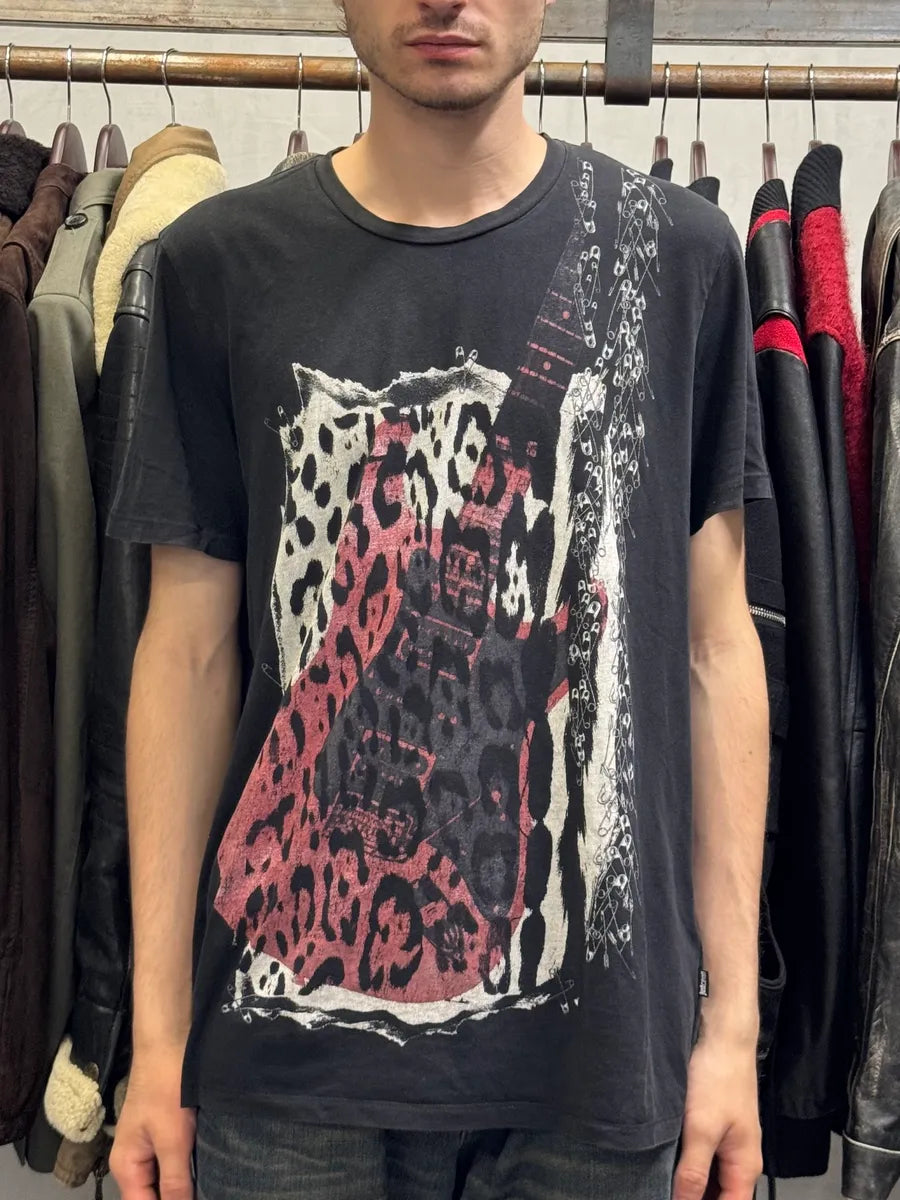Cavalli Cheetah Leopard Guitar Black World Tour T-Shirt kSJQKtK 1