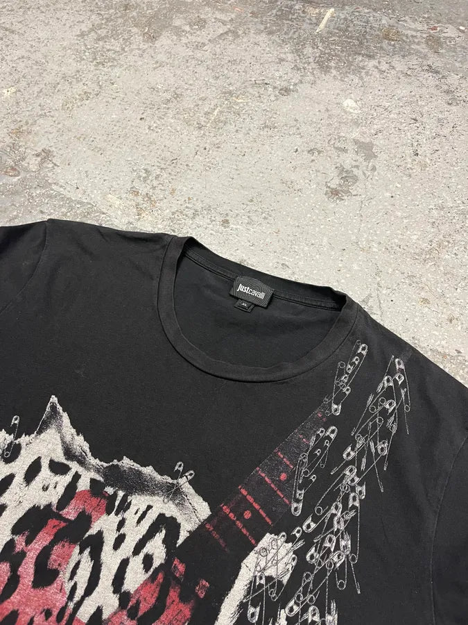 Cavalli Cheetah Leopard Guitar Black World Tour T-Shirt kSJQKtK 4